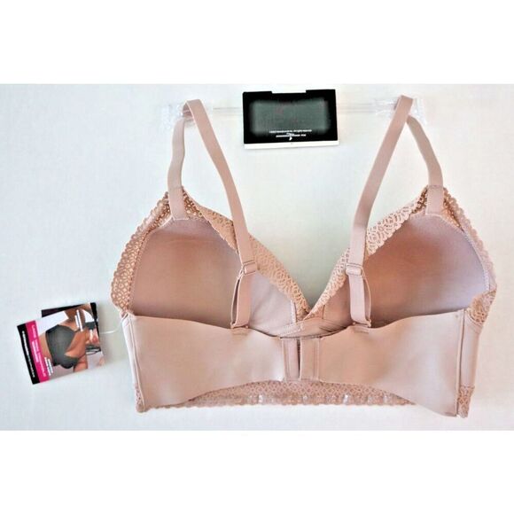 Maidenform DM2322-JDQ Women's Sz M Blush Pink Lace Trim Triangle Rib Bralette - Picture 6 of 9